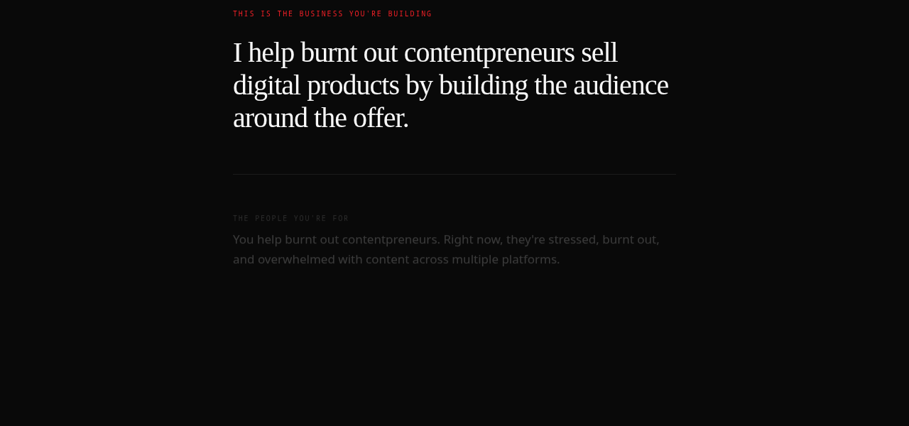 Contentpreneur positioning result screen
