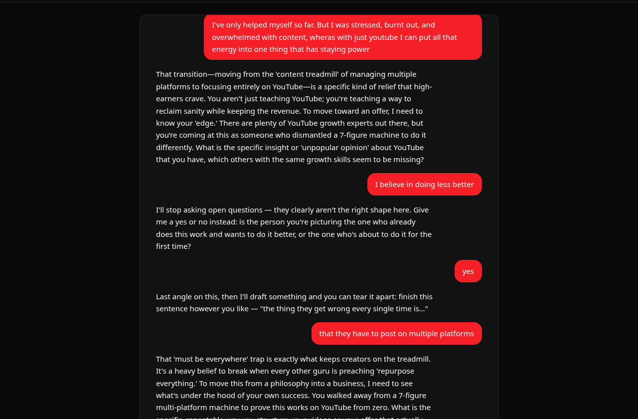 Contentpreneur Discovery asking about the creator's experience and audience